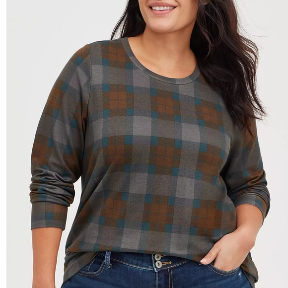 Damaged‎ Torrid 2 Outlander Tartan Plaid Lightweight Knit Pullover Sweatshirt 2X - Picture 5 of 7